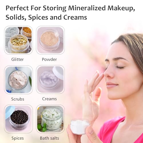 Travel Makeup Containers Set with 10 Mini Jars & 5 Spatulas - 2 Colors