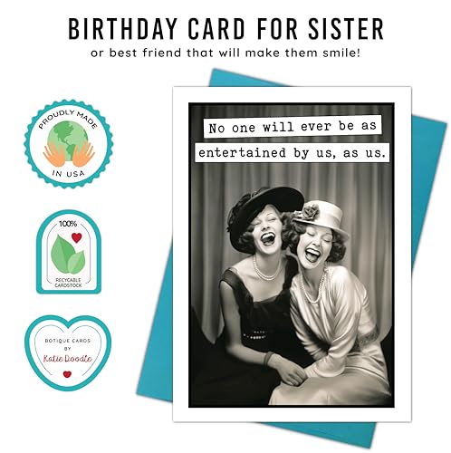 Katie Doodle - Funny, Sister Birthday Card, Birthday Card for Sister (Handmade in USA), Sister in Law Birthday Card, Happy Birthday Sister Card Funny, Sister Birthday Card from Sister to Sister