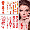 6 Sheets Temporary Tattoos Stickers Realistic Waterproof Women Man Body Face Arm Collarbone Leg Body DIY Art Decoration (Flame)