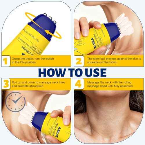 Z:SEA Neck Firming Cream with Roller - 5.29 Fl Oz Anti-Aging Neck Cream with Peptide, Ceramide, Collagen, Vitamin B5, Niacinamide & Hyaluronic Acid - Moisturizing, Smooths Wrinkles & Fine Lines