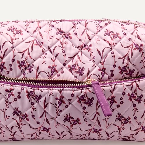 Amazon Essentials Quilted Travel Makeup Bag with Mesh Compartments
