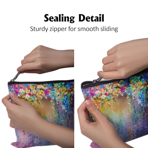 Cafl Painting Blossom Makeup Bag Travel Large Splendid Flowers Cosmetic Bag Organizer toiletry Essentials Jewelry Zipper Bag Gift For Women -10¡¿8 inch