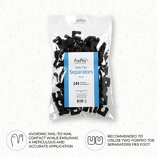 ForPro Black Disposable Foam Toe Separators for Pedicures - 144 Count