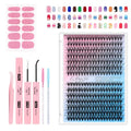 280 Pcs Lash Clusters Kit with Glue, Sealant & Tweezers for Natural Full Eyelash Extensions