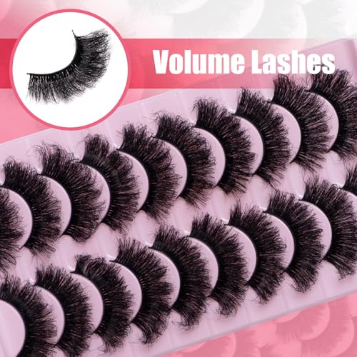 8D Mink Lashes 20mm Fluffy Volume - 10 Pairs False Eyelashes