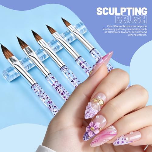 Teenitor Nail Art Tools Set - 23Pcs Brushes, 2 Magnetic Stands, 100 Adhesive Tabs