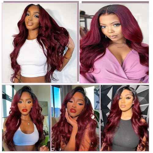 Burgundy Bundles Human Hair Ombre Body Wave Bundles 14 16 18 inch Brazilian Virgin Remy Hair Extensions Douboe Weft 1B99j Body Wave Bundles Human Hair Weave