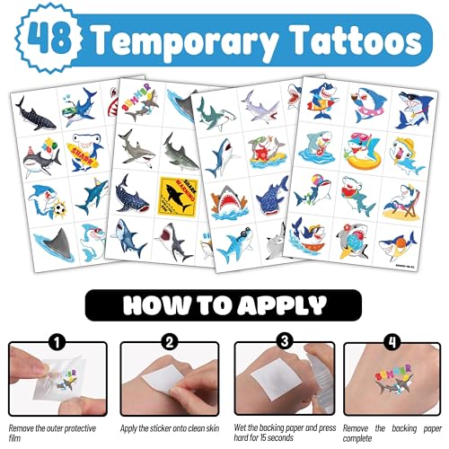 Shark Party Favors Kit - 24 Punch Balloons & 48 Tattoos