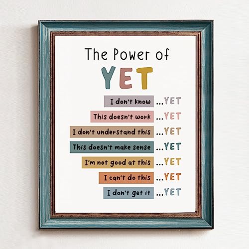 The Power of Yet Print Therapy Office Decor Poster Kids Room Wall Decor Boho Classroom Growth Mindset Mental Health Poster Classroom Decor School Counselor Power of Now Unframed (11x14 inches)