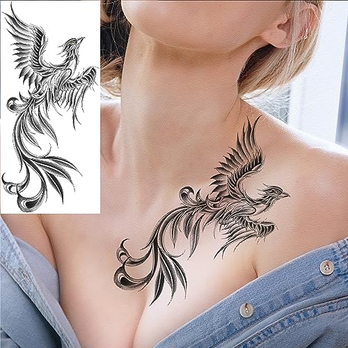 10 Sheet Temporary Tattoos Realistic Floral & Dragon Designs Women