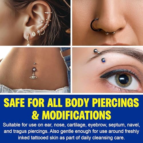 Gentle Saline Spray for Piercings - 2 Fl Oz Aftercare Cleaner