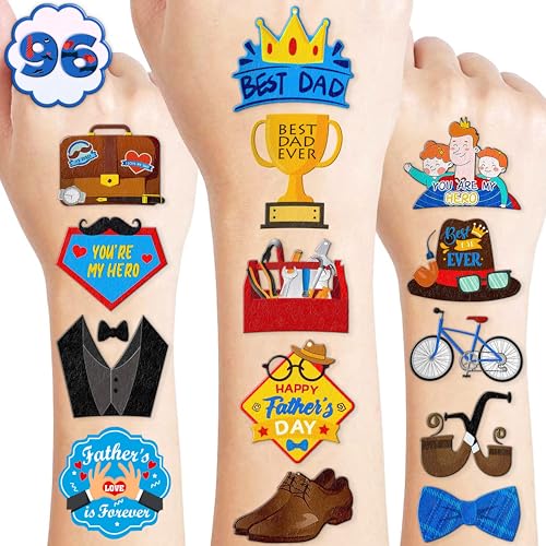 96 PCS Father's Day Temporary Tattoos - Super Dad