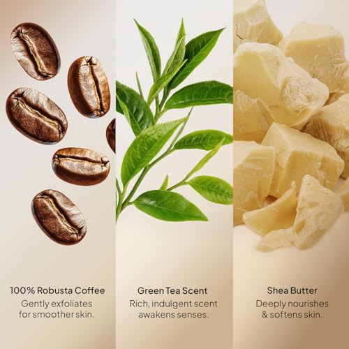 COBA'S DAUGHTER Robusta Coffee Body Scrub | Exfoliating for Cellulite and Stretch Marks, KP Bump, Strawberry Legs, Underarm | Green Tea & Shea Butter | Safe for pregnancy & sensitive skin (10.6 Oz)
