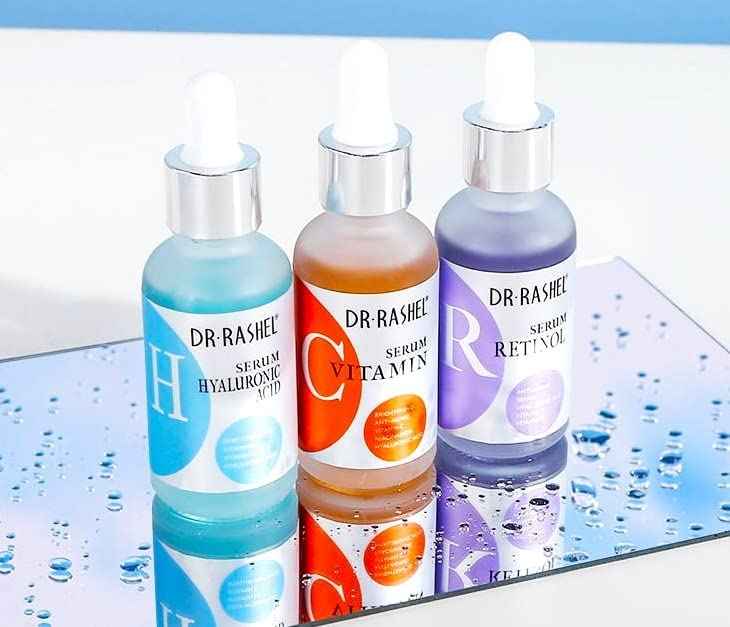 Dr Rashel Vitamin C, Retinol & Hyaluronic Acid Complete Facial Serum Moisturizing Repair Set, Size (1.01 oz x 3 Pack Face Serum)