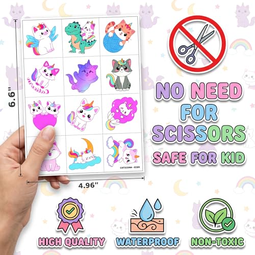 96 PCS Caticorn Temporary Tattoos for Kids - Party Favors
