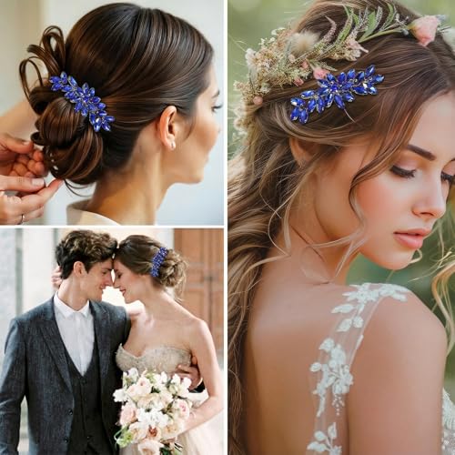 Blue Rhinestone Hair Comb for Women Wedding & Party Accessories