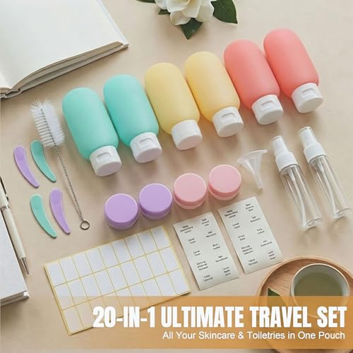 DEWSENSI 20-Pack TSA Approved Travel Bottles Set for Toiletries