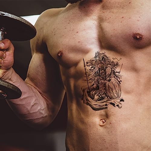 Warrior Temporary Tattoos for Men, 8 Sheets Waterproof