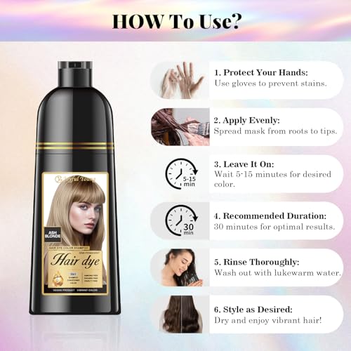 Ash Blonde Hair Dye Shampoo 3-in-1 Gray Coverage