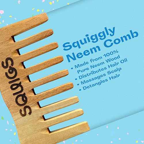 Squigs Beauty Neem Wooden Comb for Women & Men ? Handcrafted Pocket-Sized Wide-Tooth Comb for Hair Detangling, Scalp Massage, Oil Distribution & Anti-Breakage ? Pure Neem Wood for Hair Growth