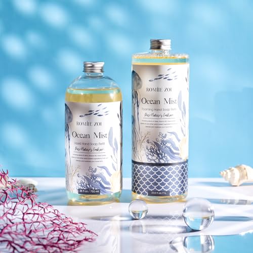 ROMIIE ZOI Foaming Hand Soap Refill, Ocean Mist, Gentle & Moisturizing Formula for Home & Kitchen, 1 L/ 33.8 FL OZ