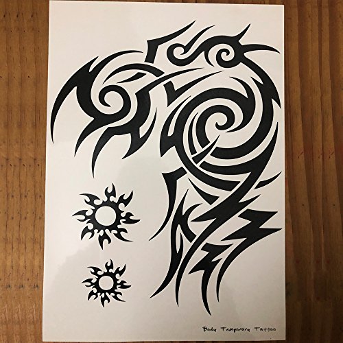 Large Tribal Temporary Tattoos, Big Totem Tattoo Stickers for Men Guys Waterproof Arm Fake Tattoo for Rave Party Makeup, 6-Sheet