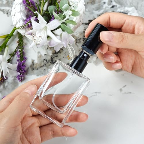 Black 30ml Refillable Glass Perfume Spray Bottle Set for Travel & DIY