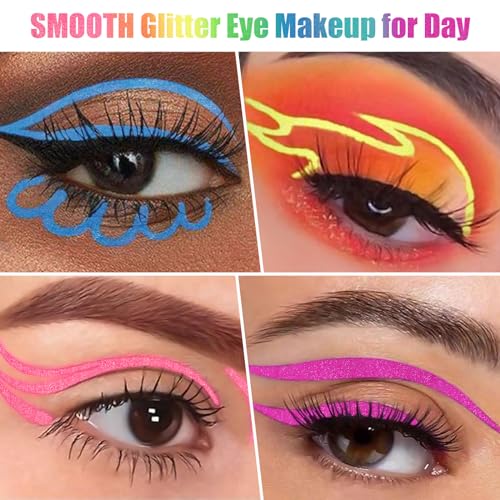 UV Glitter Liquid Eyeliner 7-Color Kit - Waterproof Neon