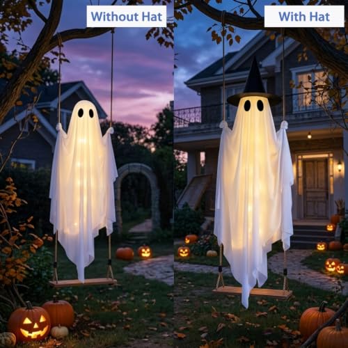 5FT LED Light-Up Halloween Ghost Swing with Remote Control