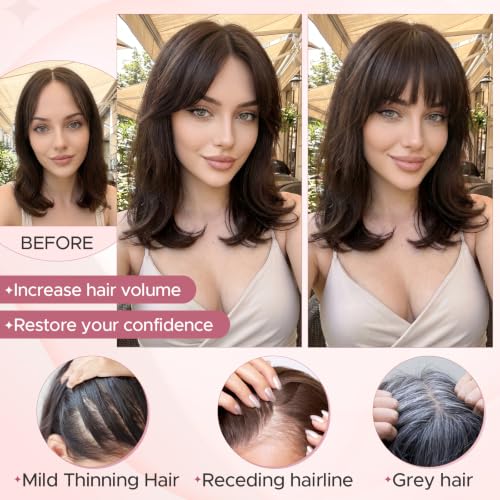 SEGOHAIR Human Hair Toppers for Women 11 Inch Clip-In Natural Black #1B