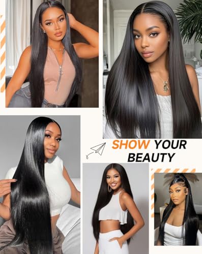 13x6 Lace Front Wig Human Hair 32" 200 Density Straight