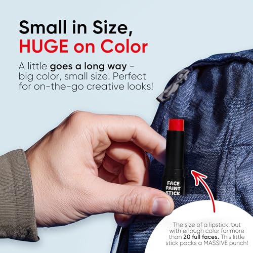 Blue Squid PRO Waterproof Face Paint Stick - Red, White & Black