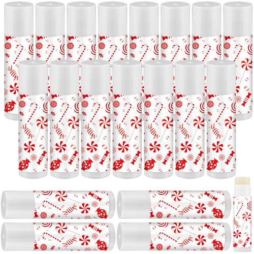 15 Pack Christmas Lip Balms Bulk Christmas Candy Peppermint Cane Scented Holiday Flavor Lip Balm Gifts Xmas Party Gifts Bulk Xmas Items Stocking Stuffers for Women Men Staff Employee (Lollipop 2)