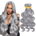 Silver Grey Body Wave Human Hair 3 Bundles 30 32 34 Inch