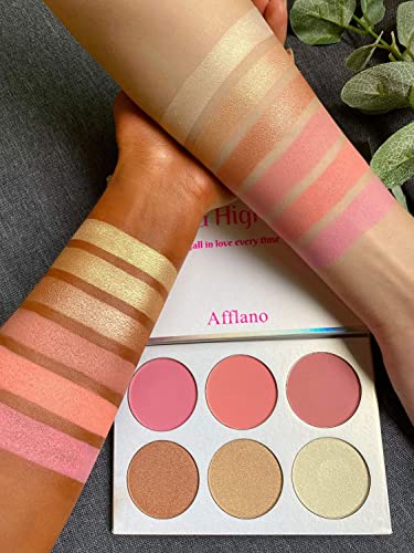 Blusher & Highlighter Palette Set - 6 Colors