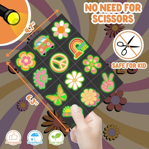 72 PC Groovy Party Favor Set | LED Finger Lights & Glow Tattoos