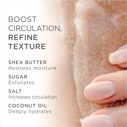 ZENTS Body Polish, Exfoliating Salt & Sugar Body Scrub with Organic Shea Butter, Unzented Fragrance Free for Sensitive Skin, 6.7 oz