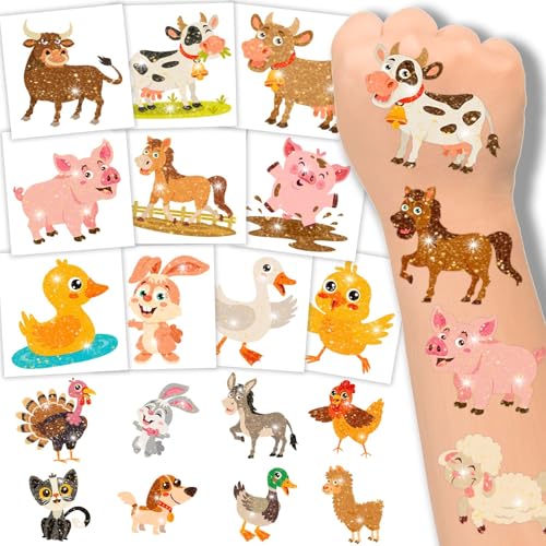 Winthrop 120 Pc Glitter Farm Animals Temporary Tattoos Kids