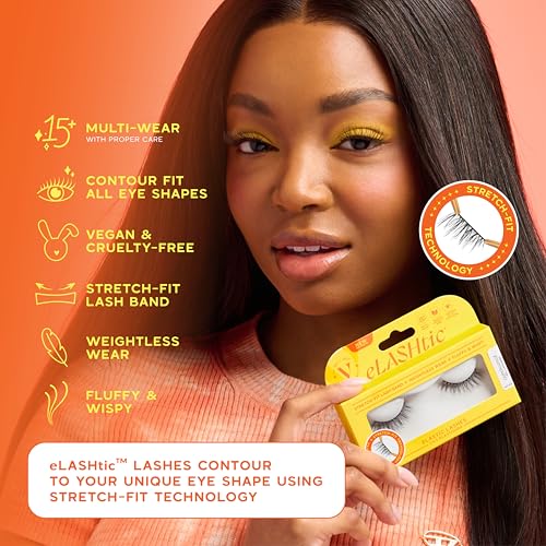 eLASHtic¢â Lashes, Half Lashes, Strip Eyelashes, Natural Wispy Lashes, Fake Eyelashes, Elastic Lash Band, Flared & Natural Volume (Lover) Half Lash