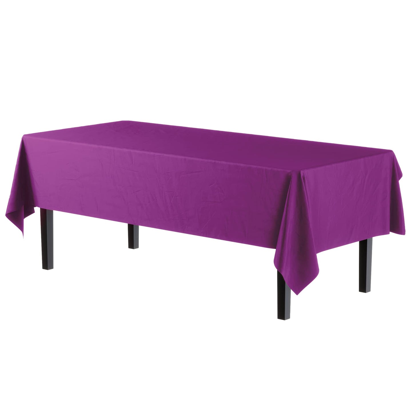 Exquisite 12-Pack Premium Plastic Tablecloth 54in. x 108in. Rectangle Table Cover - Magenta