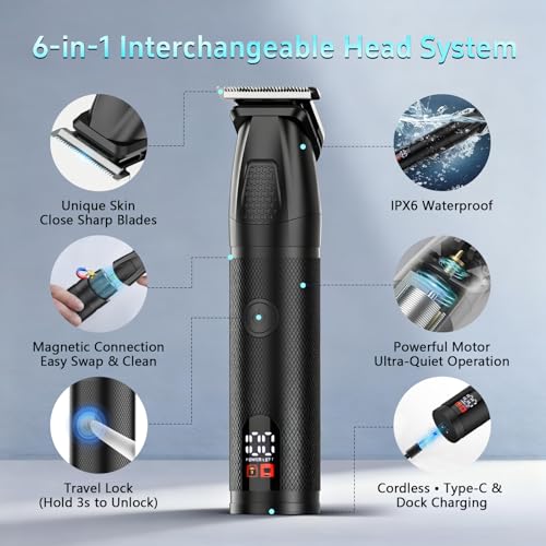 Bomic Men's Waterproof Body & Beard Grooming Kit - Black