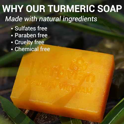 100% Natural Turmeric Soap Bar for Face and Body, Warmth Lemongrass Mosquito Repellent Soap, Vietnamese Back Acne Bath Body Soap, Anti-Acne Cleansing Healthy for All Type Skins (Pack 2)