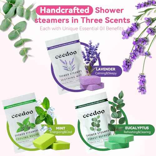 Shower Steamers Aromatherapy Gifts for Women Mom Men, Gifts for Her Stress Relief Home Spa, Christmas White Elephant Gifts, Birthday Gift Natural Essential Oil Self Care Relaxation Shower Bombs 6 Pack