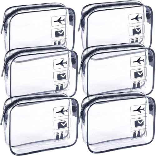 Clear Makeup Bags TSA Approved Toiletry Bag-6Pack£¬Clear TravelBags for Toiletries, Carry on Airport Airline Compliant Bag,Black