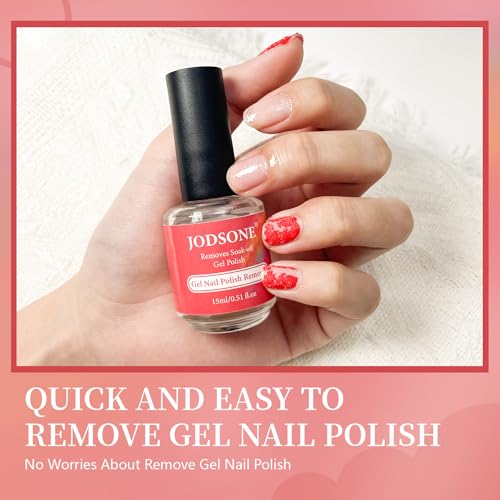 JODSONE Quick Gel Nail Polish Remover Kit with Cuticle Pusher & File (15ml)