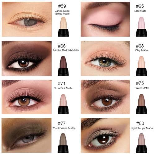 Kaely 8Pcs Waterproof Matte Eye Shadow & Eyeliner Stick Set - Brightening & Highlighter for Women, New-13