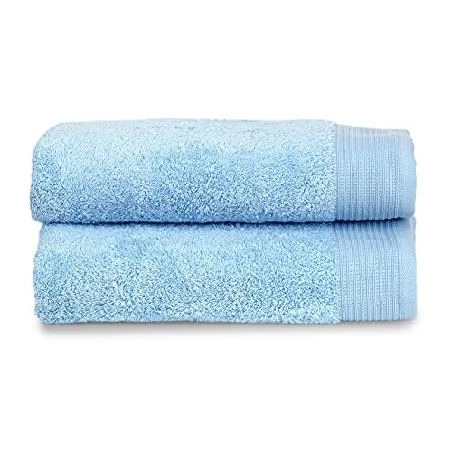 TowelSelections Organic Cotton Luxury Towels, Soft Absorbent 100% Organic Turkish Cotton, Cool Blue, 2 Bath Towels