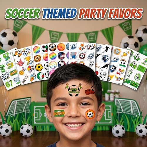 Soccer Temporary Tattoos for Kids - 96 PC Set