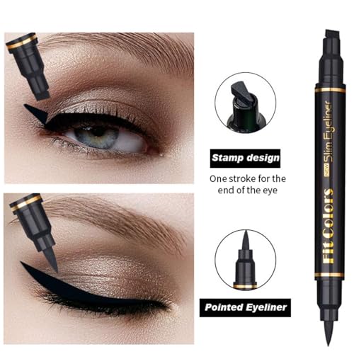 6PCS Dual-End Eyeliner Stamp Pen Set - Waterproof Black Liquid Liner