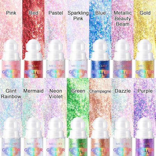 2PCS Green Roll-On Body & Face Glitter Gel for Face Hair & Body - St Patrick's Day Glitter